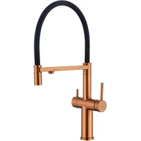 Смеситель для кухни Raglo R20.63.33 CoolStart, с подключением к фильтру, гибким изливом, медь матовая
