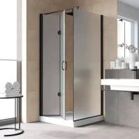 Душевой уголок Vegas Glass GPS-Fis LUX 90*80 02M 10 L 90x80 см L, профиль черный матовый, стекло сатин