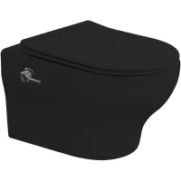 Унитаз подвесной Boheme Fiore 978-SET-2-B безободковый, с функцией биде, торнадо, с сиденьем микролифт, черный матовый