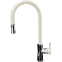 Смеситель для кухни GranFest 7652 с выдвижным изливом, белый