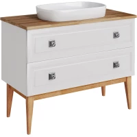 Тумба под раковину ASB-Woodline Каталина 12098 97 см, напольная, со столешницей, слоновая кость