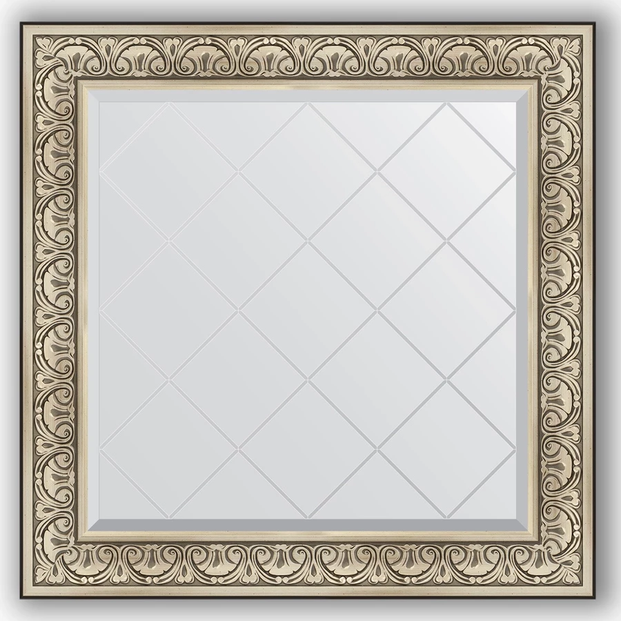 Зеркало 90x90 см барокко серебро Evoform Exclusive-G BY 4338