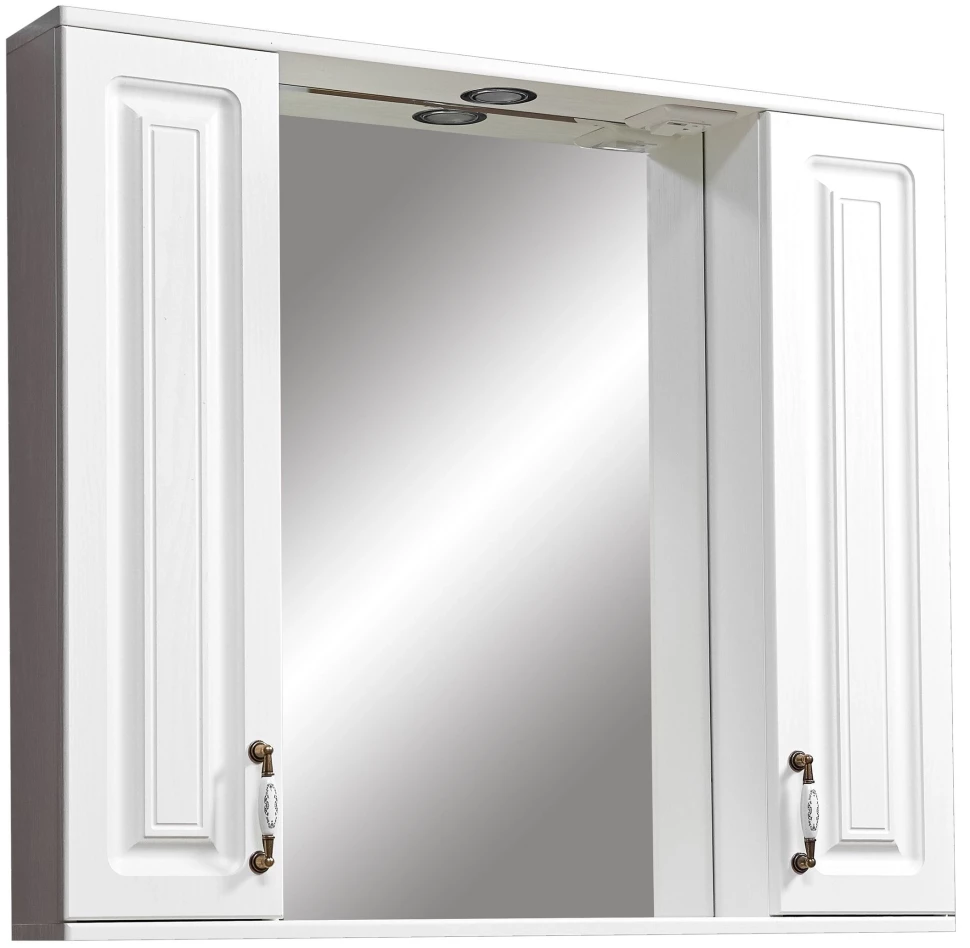 Зеркальный шкаф 90x80 см белая ольха Stella Polar Кармела SP-00000186