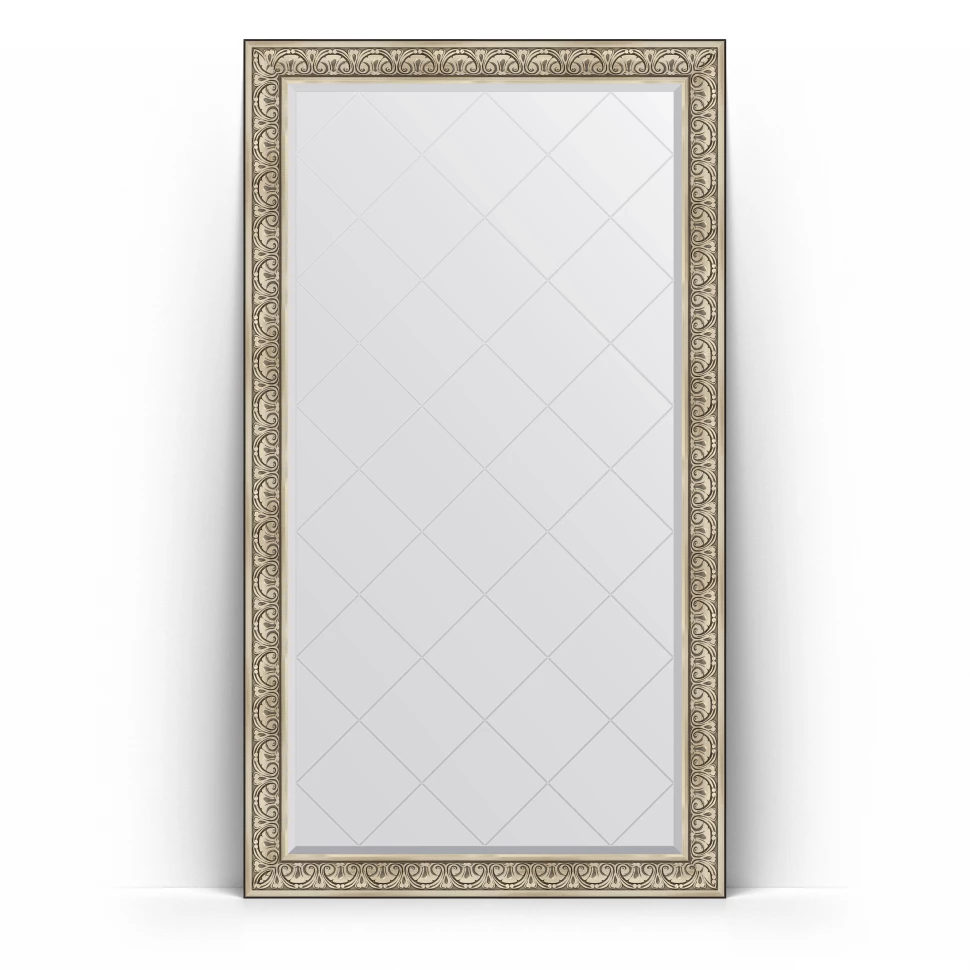 Зеркало напольное 115x205 см барокко серебро Evoform Exclusive-G Floor BY 6374 зеркало 110x110 см барокко серебро evoform exclusive g by 4467