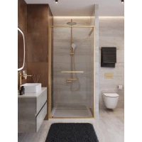 Душевая дверь Cezares Lux LUX-B-FS-1-90-C-BORO 90 см, профиль золотой матовый, стекло прозрачное