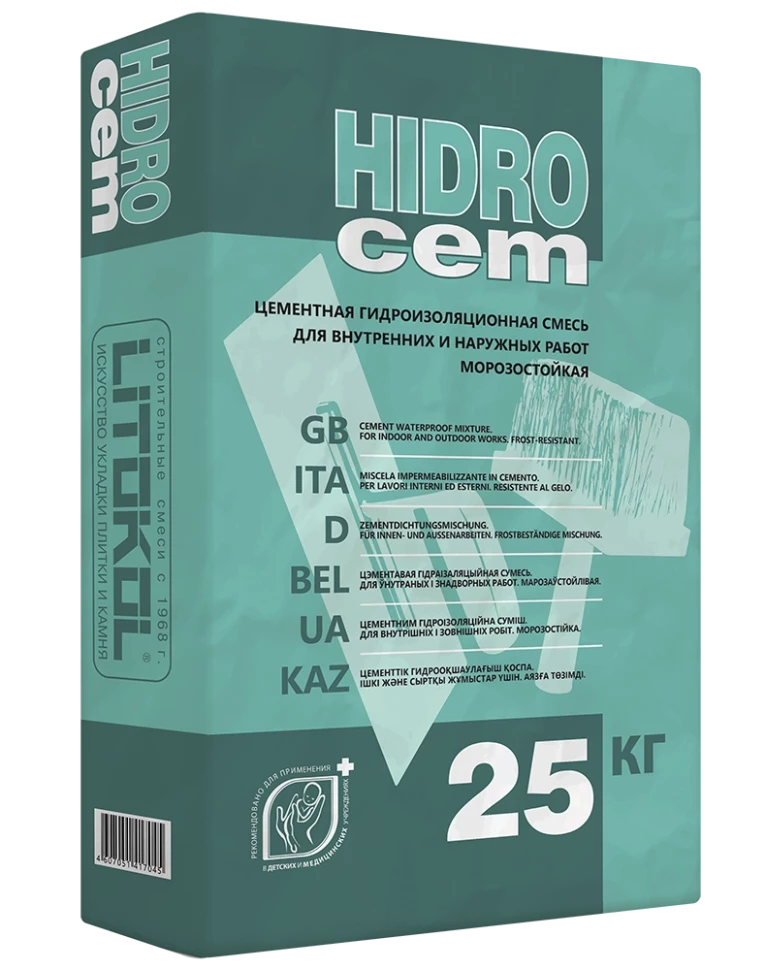 Гидроизоляционный цементный состав Litokol HIDROCEM Однокомпонентный 25кг