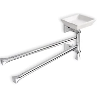 Полотенцедержатель с мыльницей Stil Haus Prisma PR18(08-BI) 43 см, поворотный, двойной, хром/белый