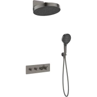 Душевой комплект Cezares Rain RAIN2-SET-T-GM 300 мм, с термостатом, оружейная сталь матовый