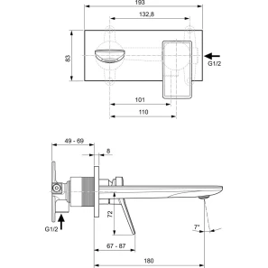 Изображение товара смеситель для раковины без донного клапана ideal standard conca a7371a5