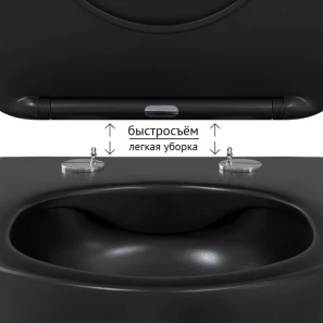 Изображение товара унитаз подвесной berges ventas 082136 безободковый, с сиденьем микролифт, черный матовый