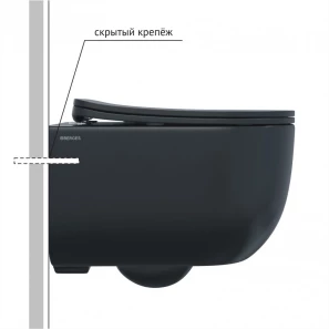 Изображение товара унитаз подвесной berges ventas 082136 безободковый, с сиденьем микролифт, черный матовый