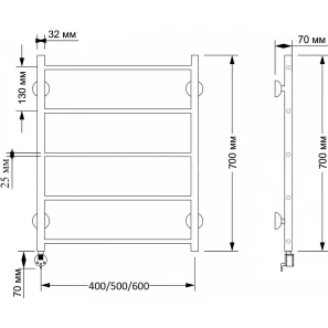 Изображение товара полотенцесушитель электрический 770x432 тэн левый secado триада 1 плюс 4603777461256