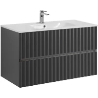 Тумба под раковину Art&Max Elegant AM-ELEGANT-1000-2C-SO-GM-LED 100 см, подвесная, с LED-подсветкой ручек, серый матовый