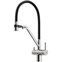 Смеситель для кухни Sancos Dora SC4003BN с подключением к фильтру, гибким изливом, никель