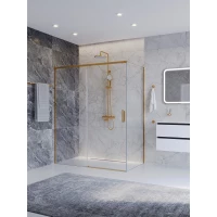 Душевой уголок Cezares Plane PLANE-AH-1-160/100-C-BORO 160x100 см, профиль золотой матовый, стекло прозрачное