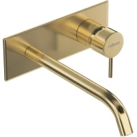 Смеситель для раковины Cezares Leaf LEAF-BLI1-SR CoolStart, встраиваемый, с донным клапаном, золотой матовый