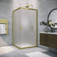 Душевой уголок Vegas Glass ZA NOVO h2000 80 03 10 80x80 см, профиль золотой матовый, стекло сатин