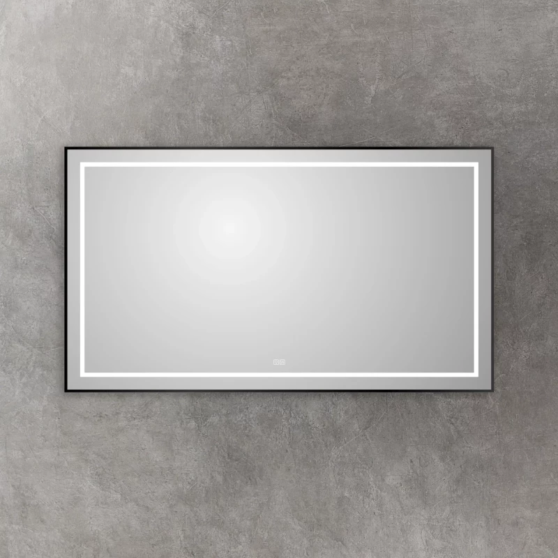 Зеркало BelBagno Kraft SPC-KRAFT-1400-800-LED-TCH-WARM-NERO 140x80 см, с LED-подсветкой, сенсорным выключателем, антизапотеванием, черный