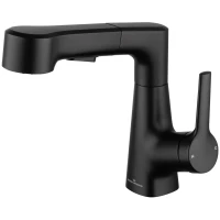 Смеситель для раковины Wonzon & Woghand WW-121B108-MB с выдвижным изливом, черный матовый