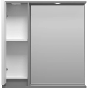 Изображение товара зеркальный шкаф brevita balaton bal-04080-01-01л 77,6x80 см l, с подсветкой, выключателем, белый матовый/серый матовый