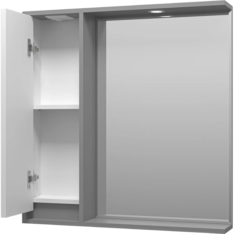 Зеркальный шкаф Brevita Balaton BAL-04080-01-01Л 77,6x80 см L, с подсветкой, выключателем, белый матовый/серый матовый