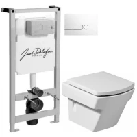 Комплект подвесной унитаз Roca Hall 346627000 + 801622004 + система инсталляции Jacob Delafon E5504-NF + E4326-00
