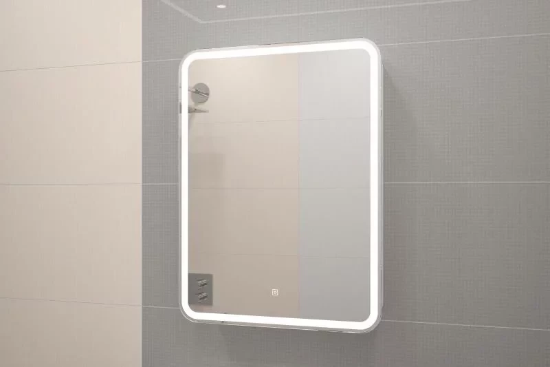 Зеркальный шкаф Misty Элиот МВК018 60x80 см R, с LED-подсветкой, сенсорным выключателем, диммером, белый матовый