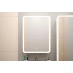 Изображение товара зеркальный шкаф misty элиот мвк018 60x80 см r, с led-подсветкой, сенсорным выключателем, диммером, белый матовый