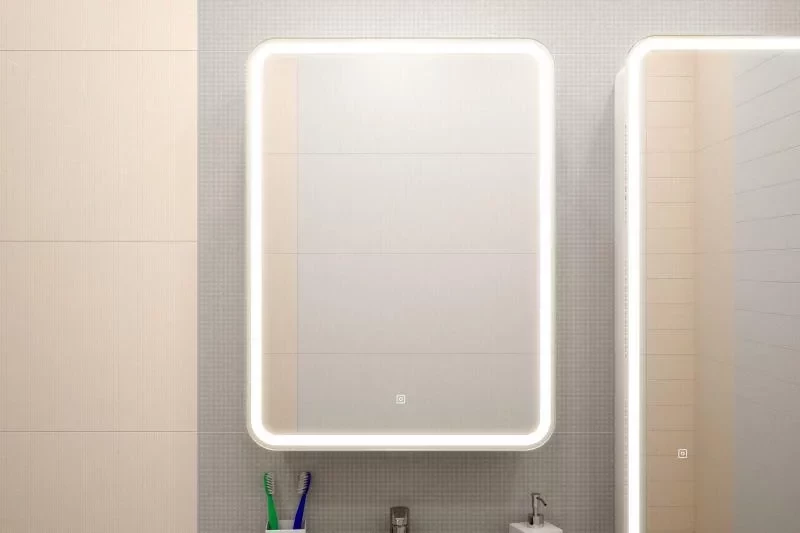 Зеркальный шкаф Misty Элиот МВК018 60x80 см R, с LED-подсветкой, сенсорным выключателем, диммером, белый матовый