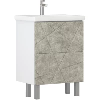 Тумба под раковину Vigo Geometry 015 бетон 56,8 см, напольная, бетон/белый матовый