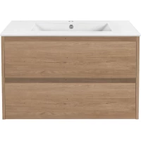 Тумба с раковиной натуральный дуб 81,5 см Vincea Gio VMC-2G800NO + VBS-13980