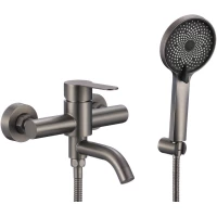 Смеситель для ванны Fmark FS8206Q с душевым гарнитуром, графит