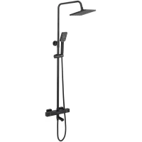 Душевая система Savol S-GR90C1-H 207 мм, с термостатом, черный матовый