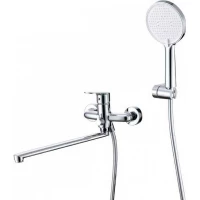 Смеситель для ванны Splenka S41.22 универсальный, с душевым гарнитуром, хром
