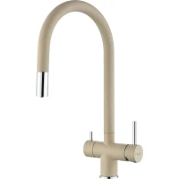 Смеситель для кухни Rivelato Trevi 2433505 beige scuro с подключением к фильтру, выдвижным изливом, хром/бежевый