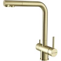 Смеситель для кухни KuchenStern Fokus F 400GL40 CoolStart, с подключением к фильтру, золотой матовый