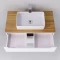 Комплект мебели белый глянец 99,5 см со столешницей бук светлый Jorno Wood Wood.01.100/P/W + Wood.06.100/LW + 0085176 + Wood.02.50/TK - 4