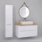Комплект мебели белый глянец 99,5 см со столешницей бук светлый Jorno Wood Wood.01.100/P/W + Wood.06.100/LW + 0085176 + Wood.02.50/TK - 3