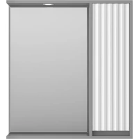 Зеркальный шкаф Brevita Balaton BAL-04075-01-01П 73x80 см R, с подсветкой, выключателем, белый матовый/серый матовый