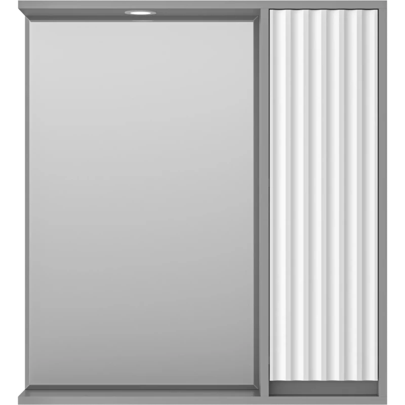 Зеркальный шкаф Brevita Balaton BAL-04075-01-01П 73x80 см R, с подсветкой, выключателем, белый матовый/серый матовый