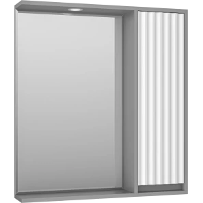 Изображение товара зеркальный шкаф brevita balaton bal-04075-01-01п 73x80 см r, с подсветкой, выключателем, белый матовый/серый матовый