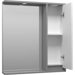 Изображение товара зеркальный шкаф brevita balaton bal-04075-01-01п 73x80 см r, с подсветкой, выключателем, белый матовый/серый матовый