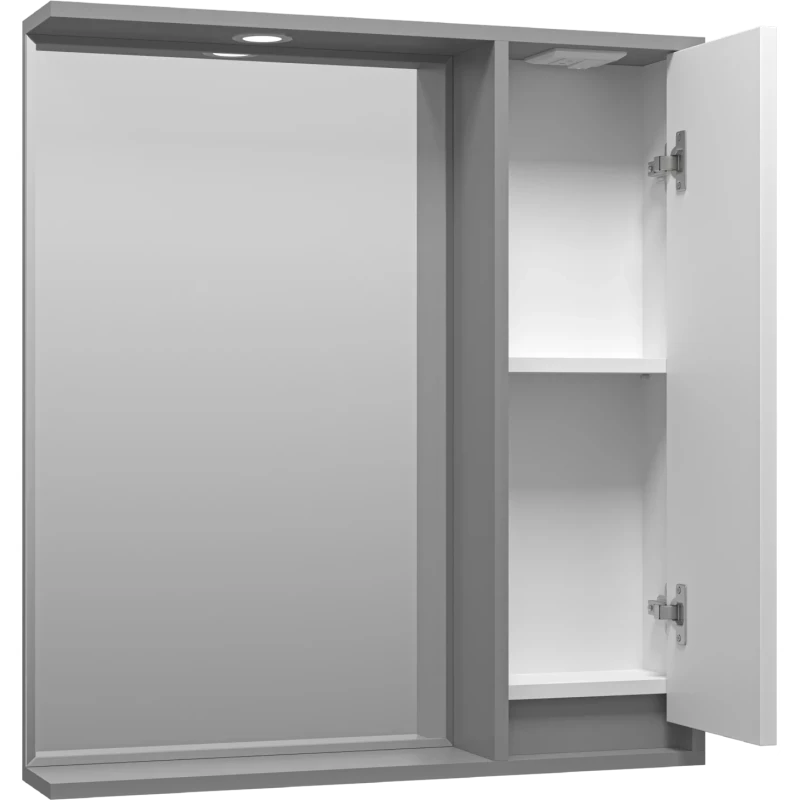 Зеркальный шкаф Brevita Balaton BAL-04075-01-01П 73x80 см R, с подсветкой, выключателем, белый матовый/серый матовый