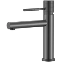 Смеситель для раковины GID Edessa SS070-GM-K без донного клапана, вороненая сталь матовый