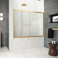 Шторка на ванну Vegas Glass Z2V Protec 175 03 10 175 см, профиль золотой матовый, стекло сатин
