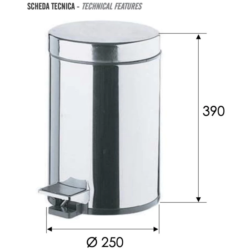 Мусорное ведро 12 л Remer Bagno RB503CR Мусорное ведро 12 л Remer Bagno RB503CR