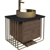 Тумба с раковиной дуб веллингтон/золотой 70 см Grossman Винтаж 107008 + GR-5010GG