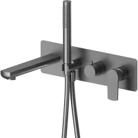 Смеситель для ванны Newform Haka 72072E.59.064 встраиваемый, с душевым гарнитуром, оружейная сталь матовый