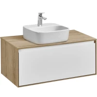 Тумба с раковиной дуб эльвезия/белый глянец 89 см Акватон Либерти 1A2799K4LYC70