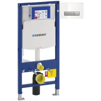 Инсталляция для унитаза Geberit Duofix Sigma 40 111.300.00.5 + 111.815.00.1 + 115.600.SI.1 с кнопкой смыва, белый/матовый алюминий